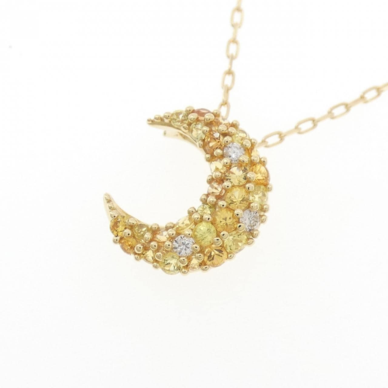 K18YG ムーン サファイヤ ネックレス 0.38CT