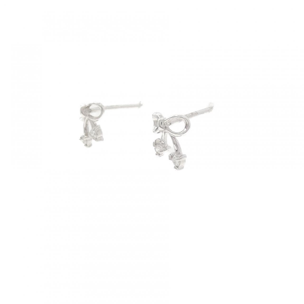 K10WG リボン ダイヤモンド ピアス 0.04CT