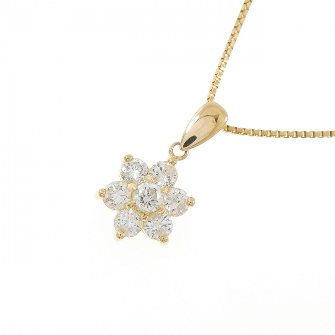 K18YG フラワー ダイヤモンド ネックレス 1.13CT