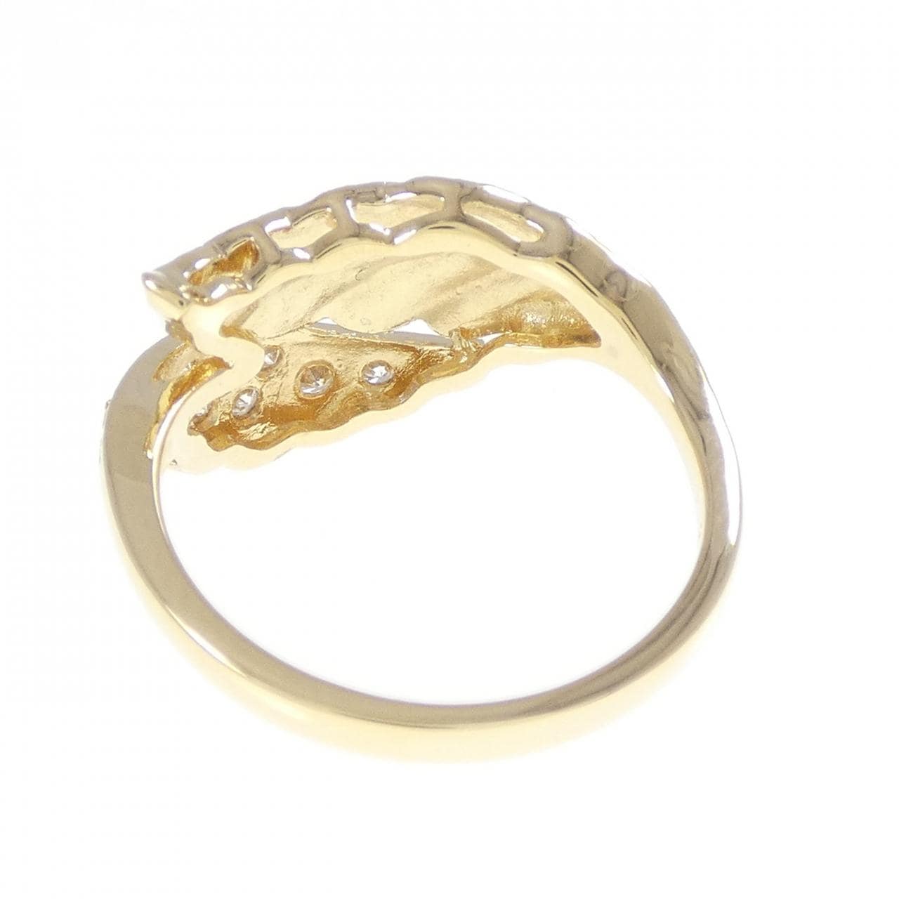 K18YG リーフ ダイヤモンド リング 0.13CT