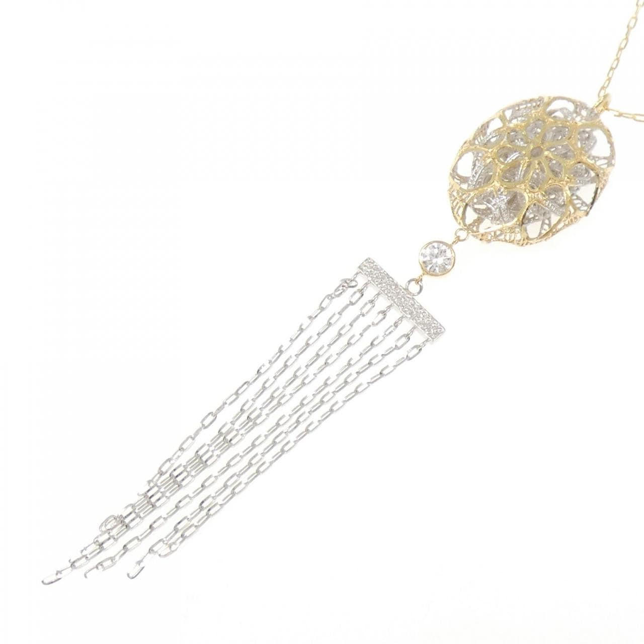 K18YG/K18WG ダイヤモンド ネックレス 0.13CT