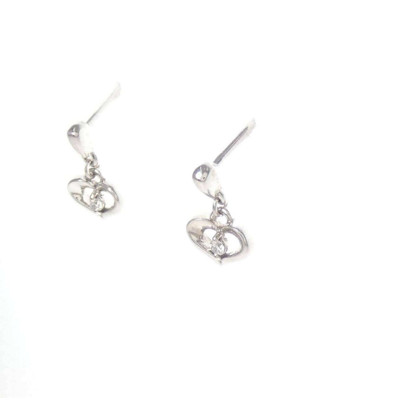 K10WG ハート ダイヤモンド ピアス 0.018CT