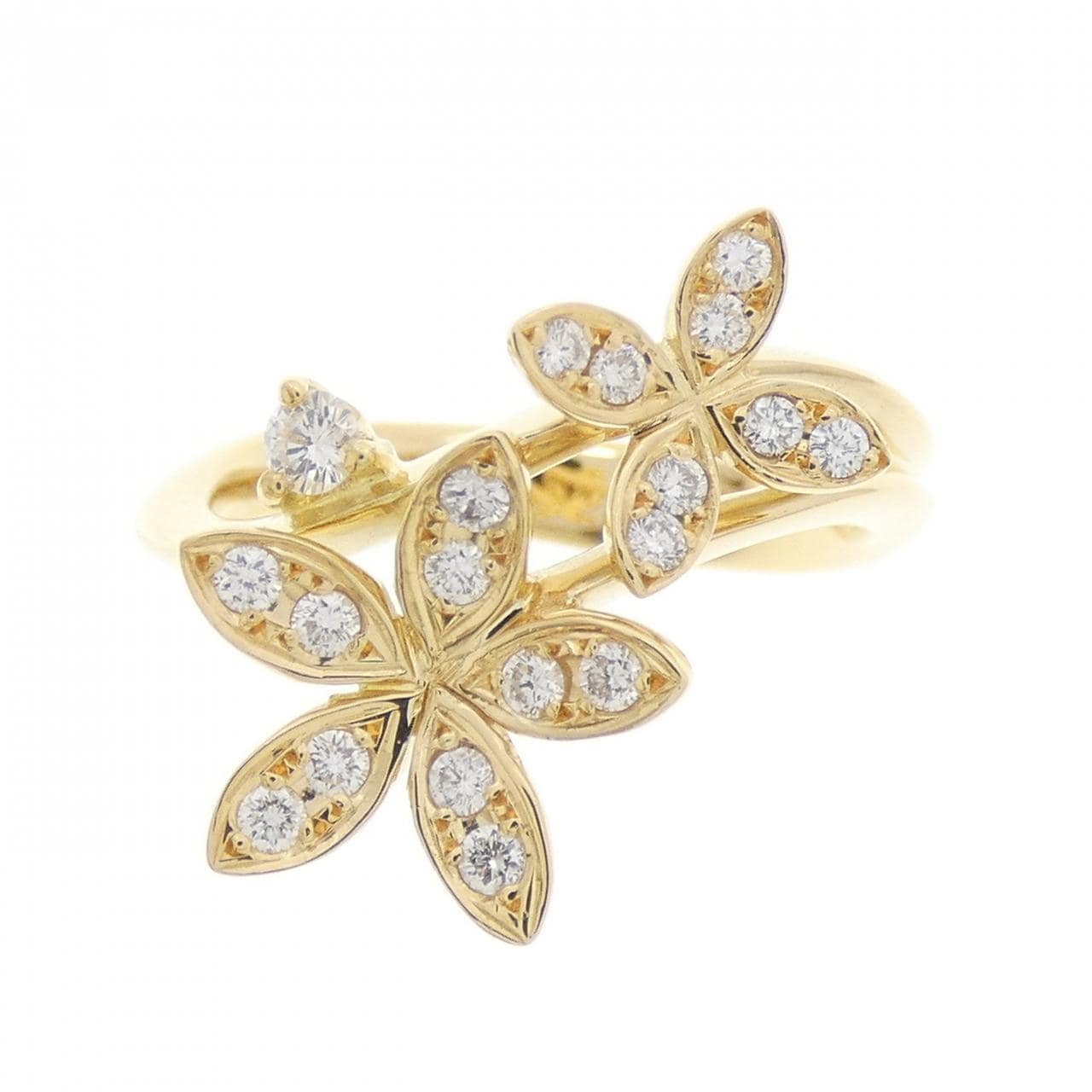 750YG フラワー ダイヤモンド リング 0.25CT