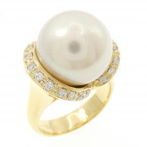 K18YG 白蝶パール リング 13.3mm