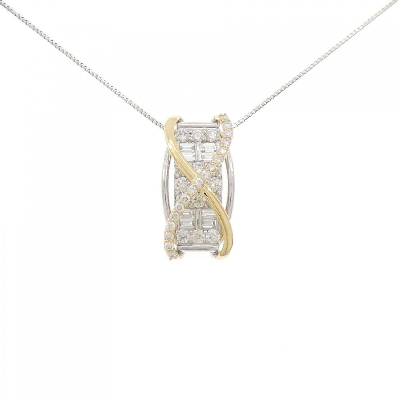 【新品】PT900/K18YG/PT850 ダイヤモンド ネックレス 1.00CT