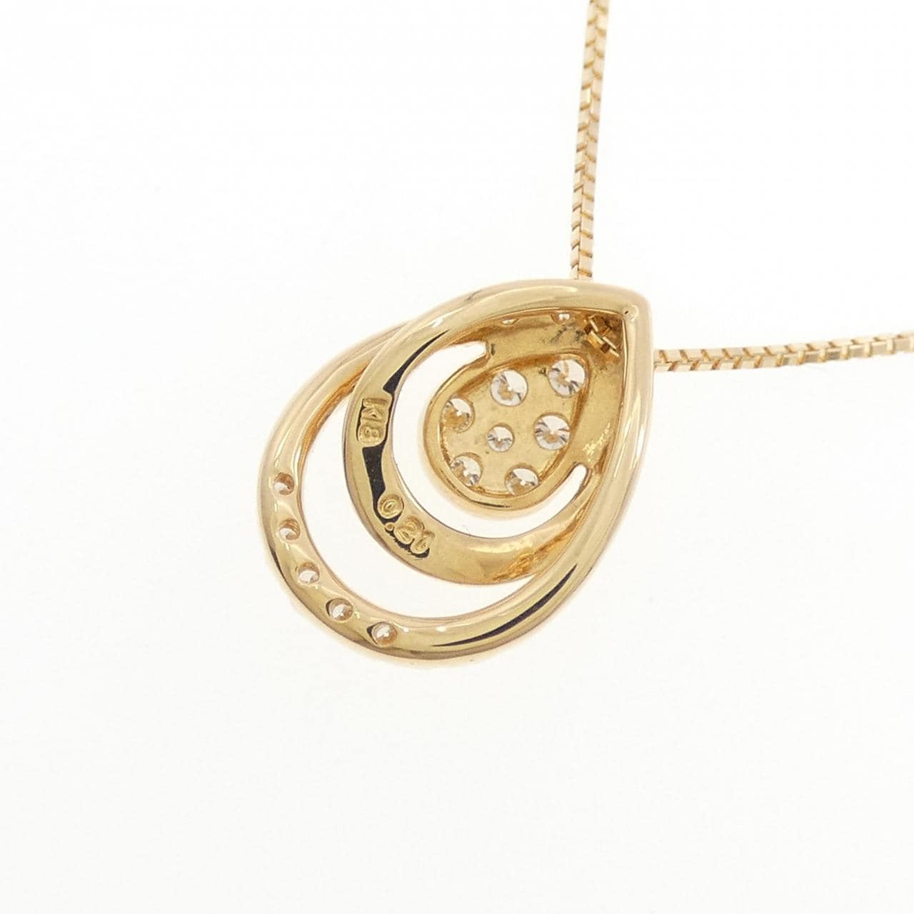 K18YG パヴェ ダイヤモンド ネックレス 0.21CT