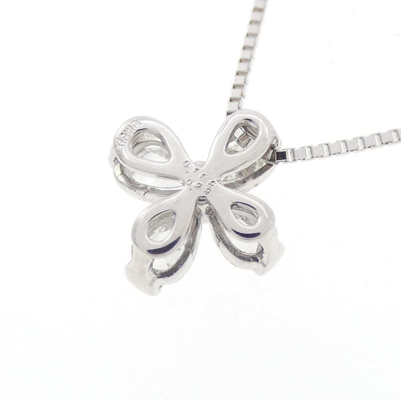 K18WG フラワー ダイヤモンド ネックレス 0.29CT