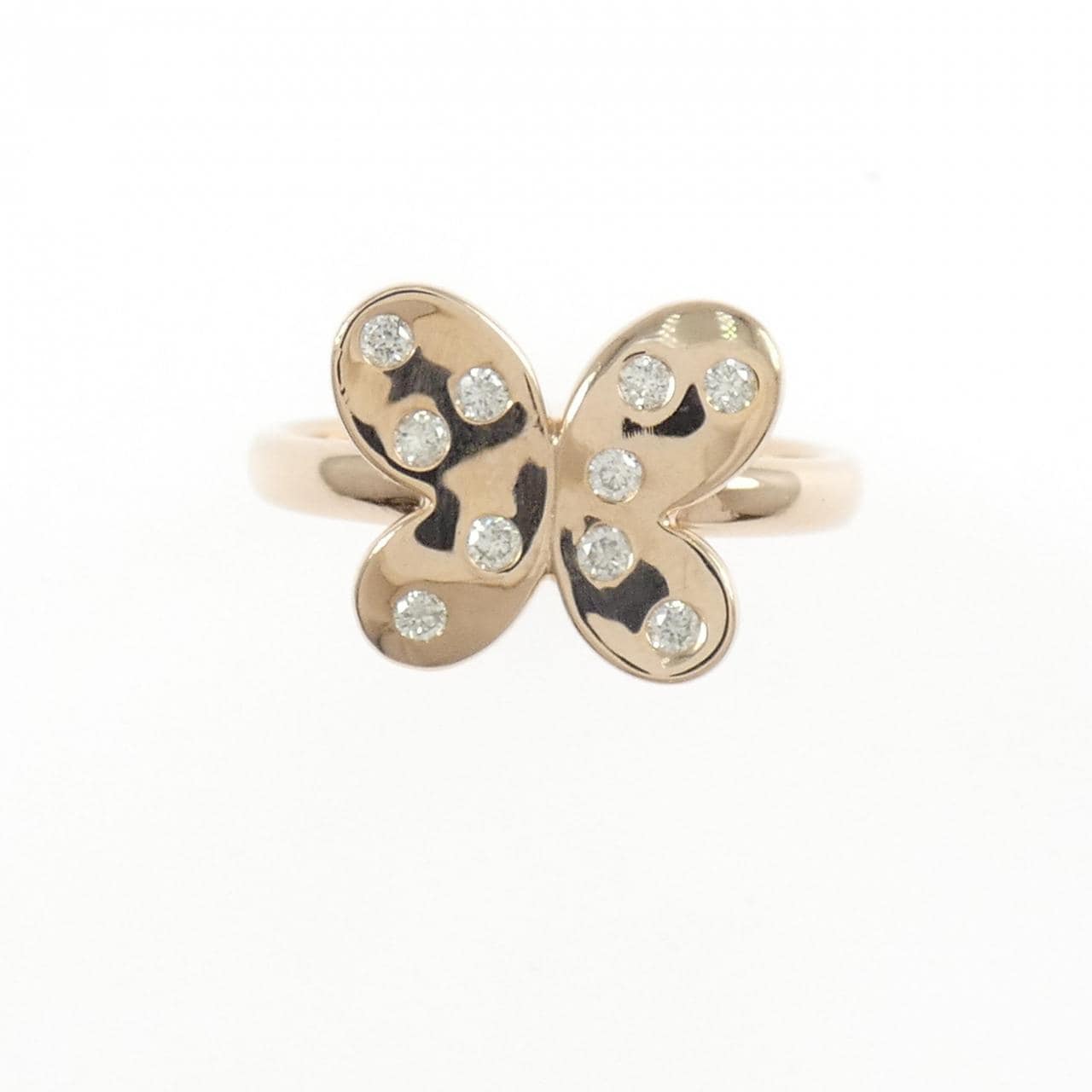 K18PG バタフライ ダイヤモンド リング 0.13CT