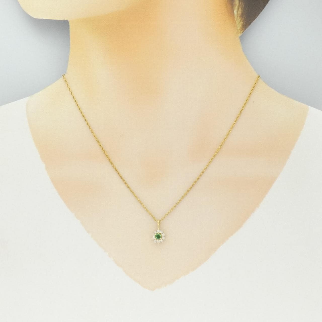 K18YG エメラルド ネックレス 0.13CT