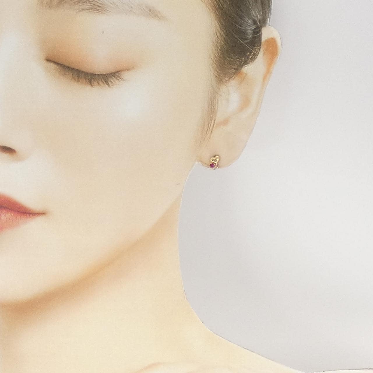 K18YG ハート ルビー ピアス