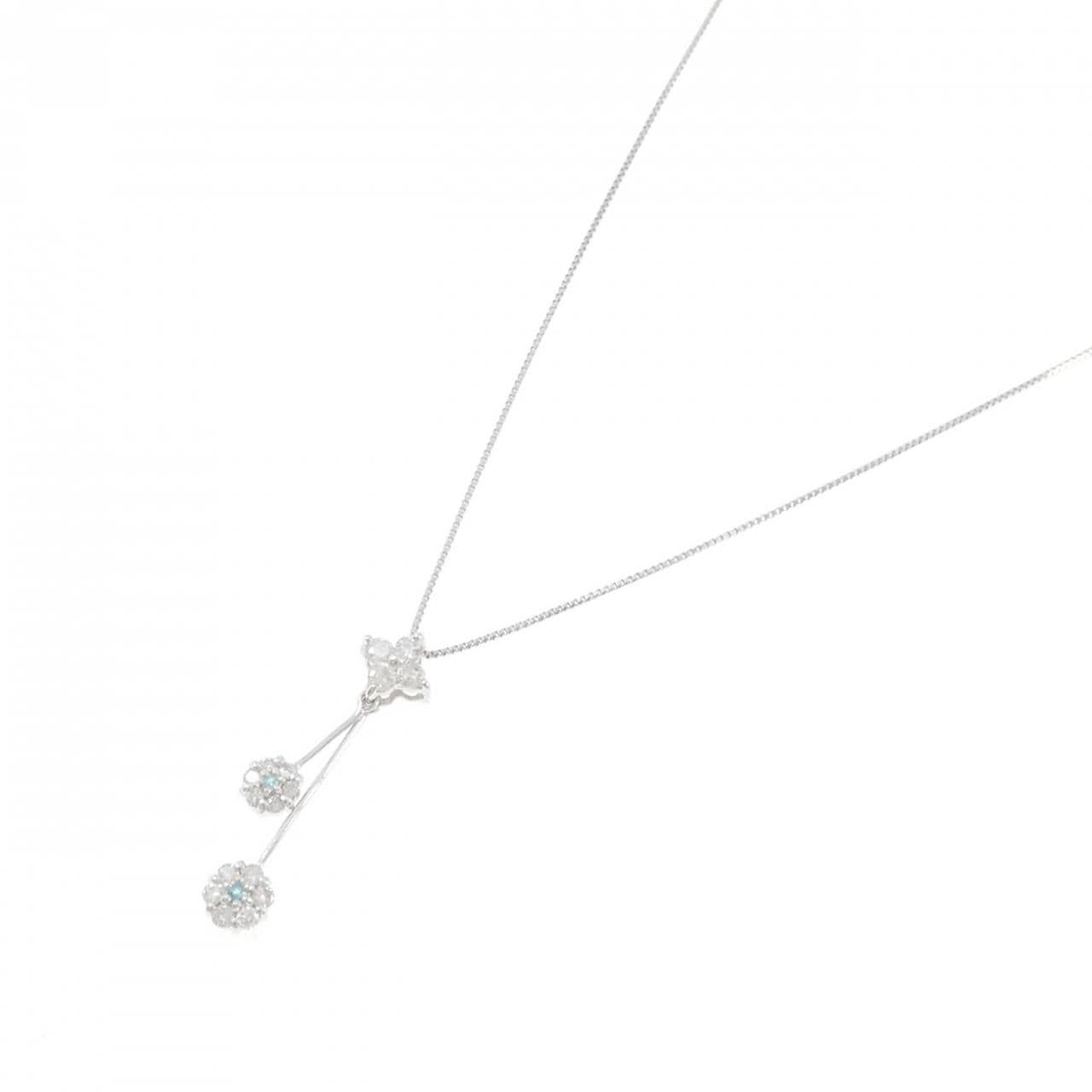 K18WG フラワー トルマリン ネックレス 0.02CT