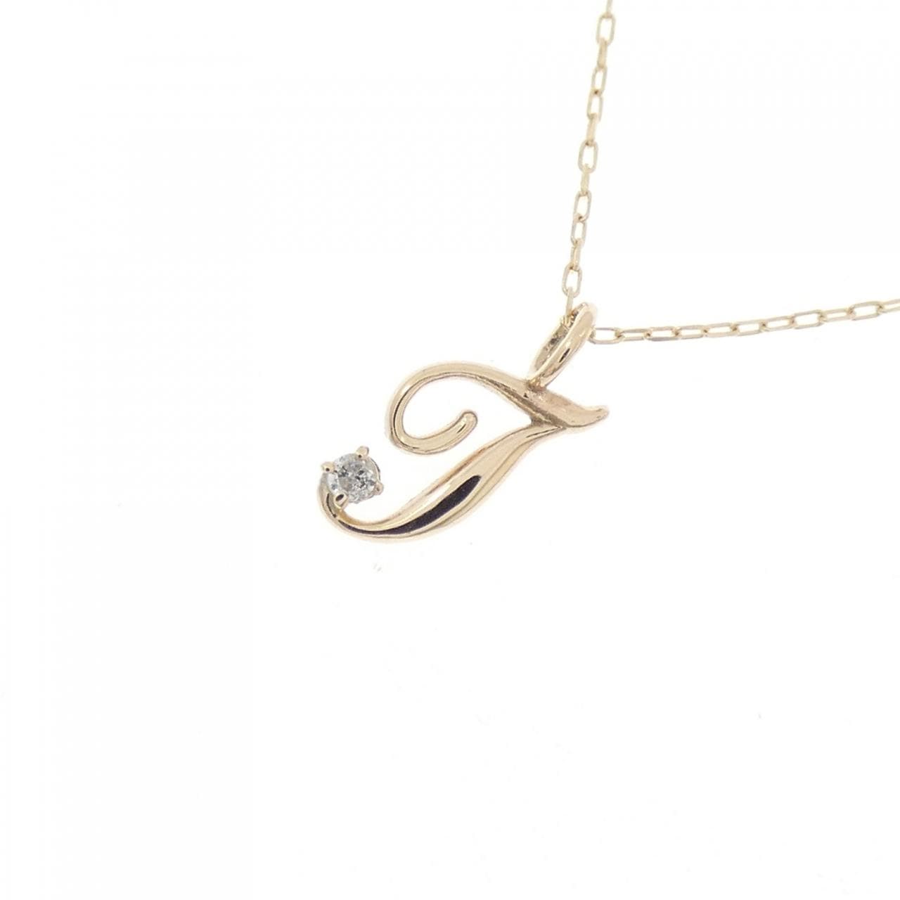 K10YG イニシャルT ダイヤモンド ネックレス