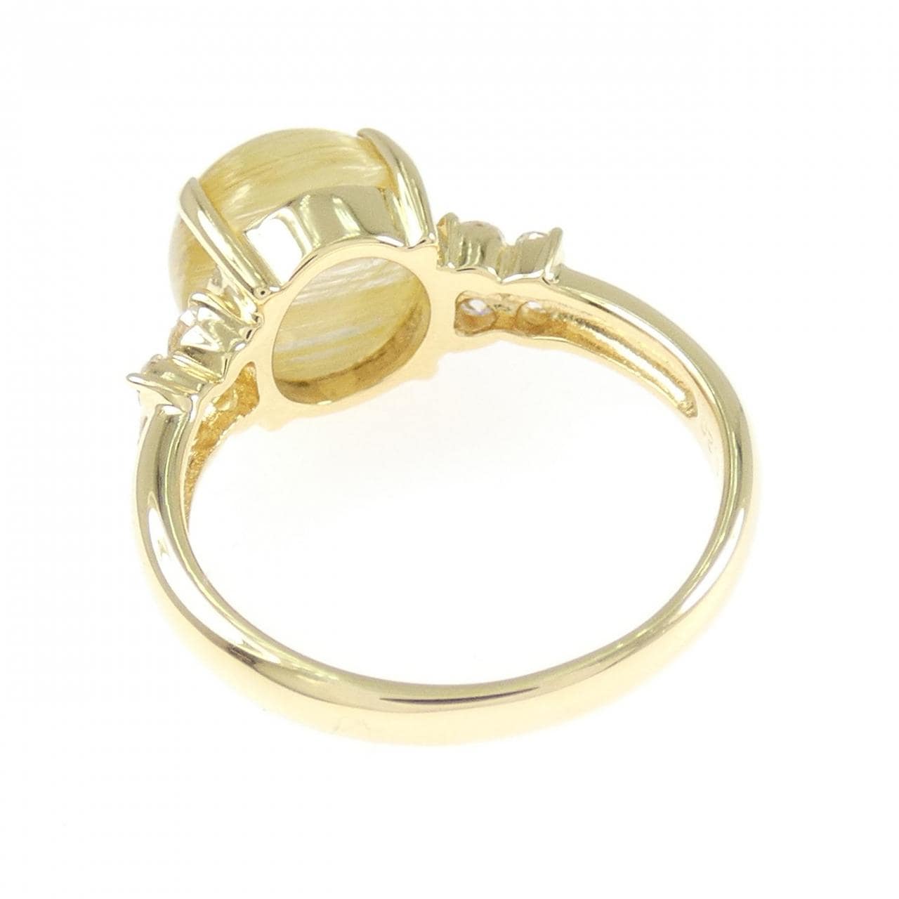 K18YG フラワー ルチルクオーツ リング 4.22CT