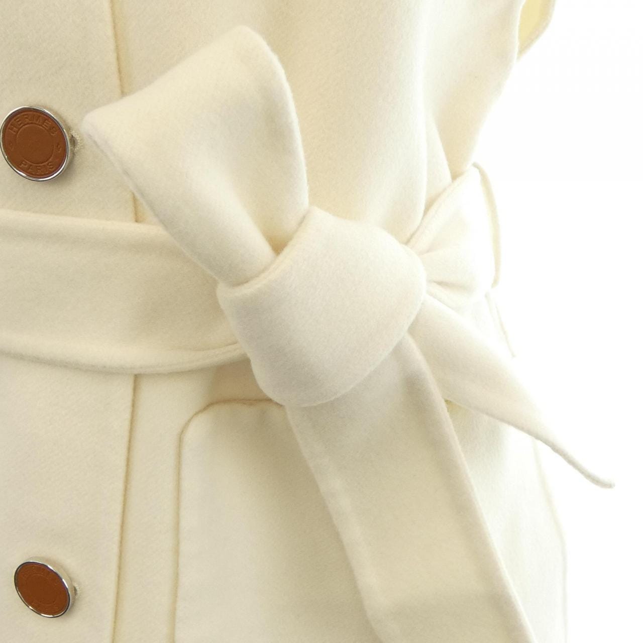 エルメス HERMES クルードセル ラムスキンボタン ダブルフェイス 4E0101DA ロングベスト