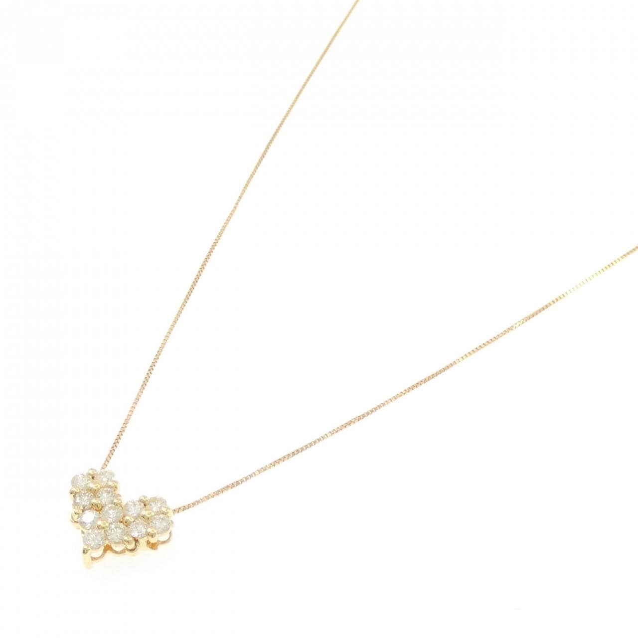K18YG 2WAY フラワー×ハート ダイヤモンド ネックレス 0.50CT