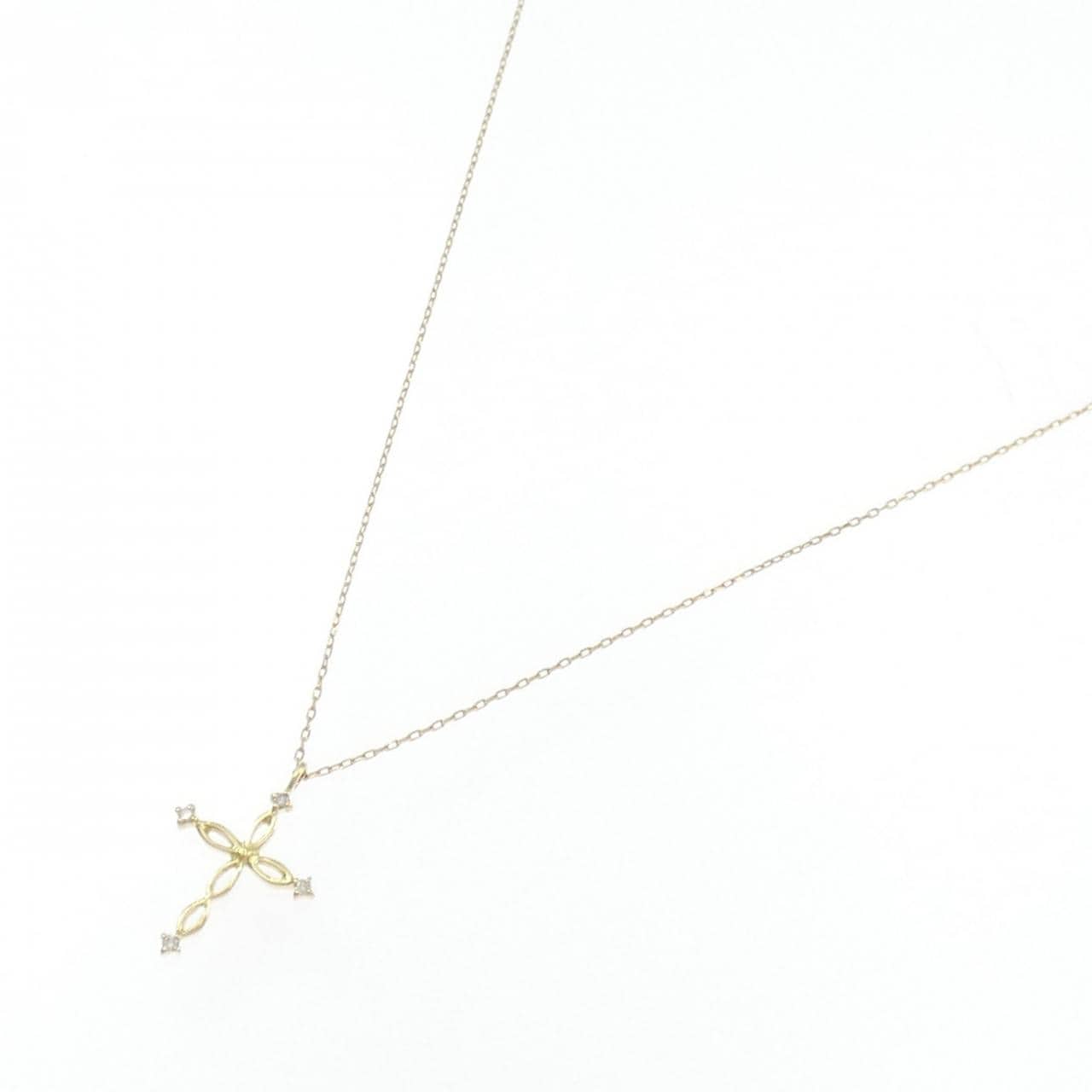 K18YG クロス ダイヤモンド ネックレス 0.01CT