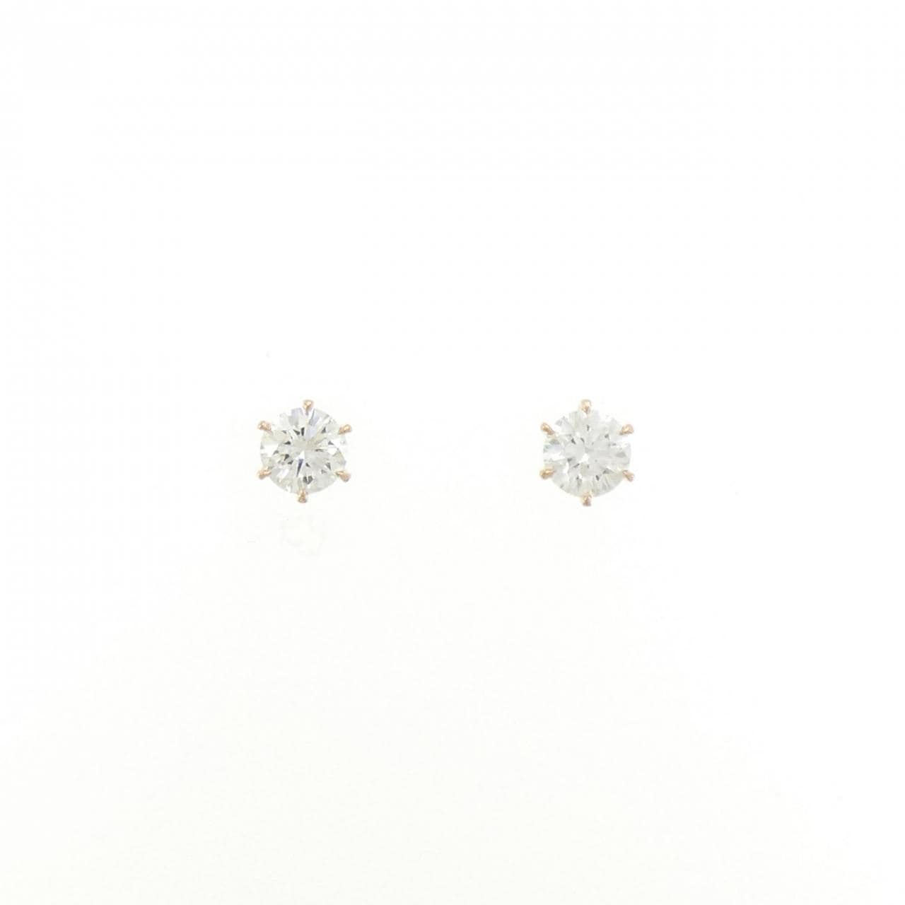 [再加工款] K18PG/ST钻石耳环 0.308CT 0.331CT H SI1 3EXT-EXT