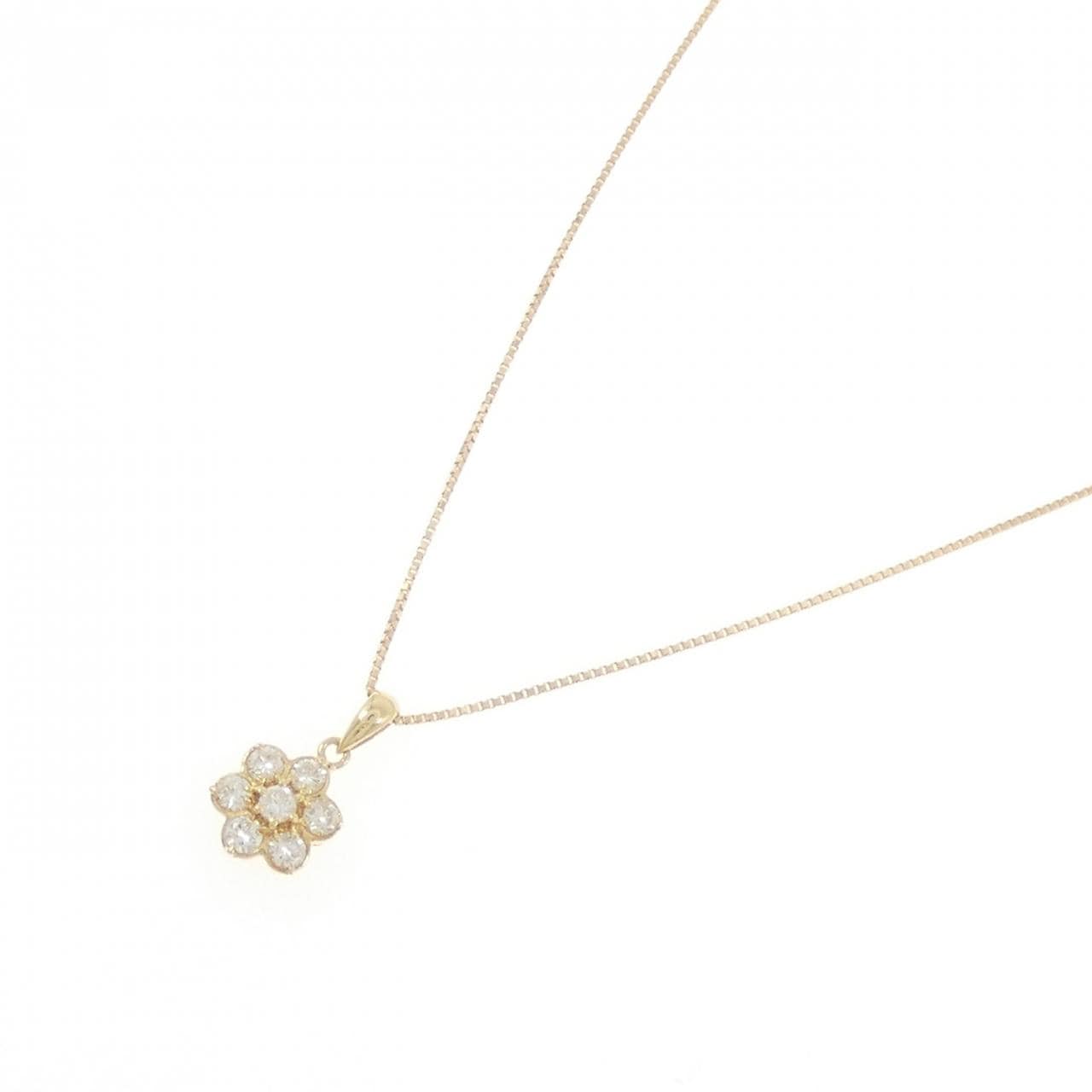 K18YG フラワー ダイヤモンド ネックレス 0.50CT