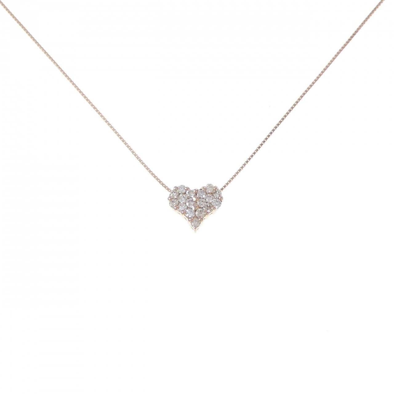 K18PG ハート ダイヤモンド ネックレス 0.30CT