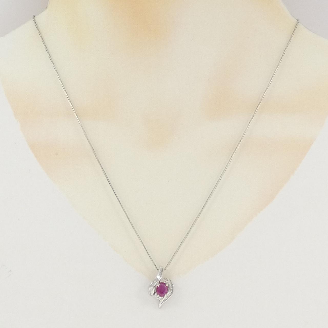 PT900/PT850 ルビー ネックレス 0.72CT