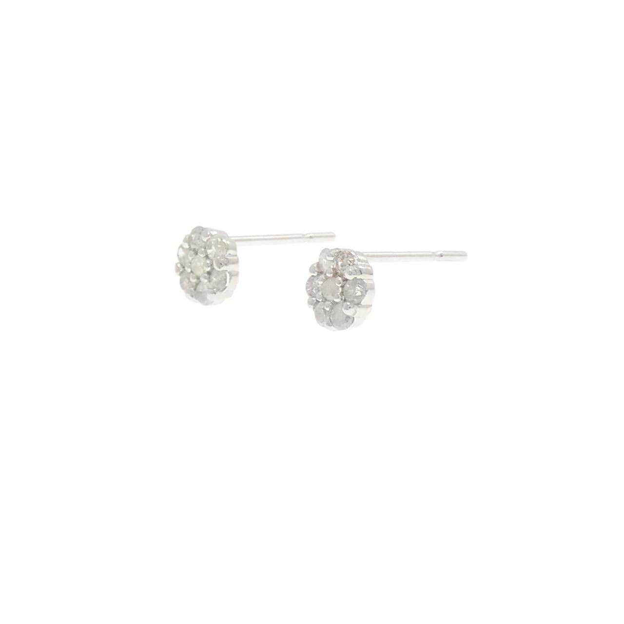 K14WG フラワー ダイヤモンド ピアス 0.22CT