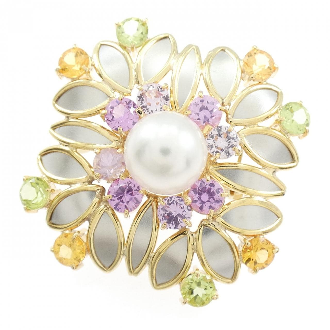 K18YG/PT850 アコヤパール ブローチ 7.0mm