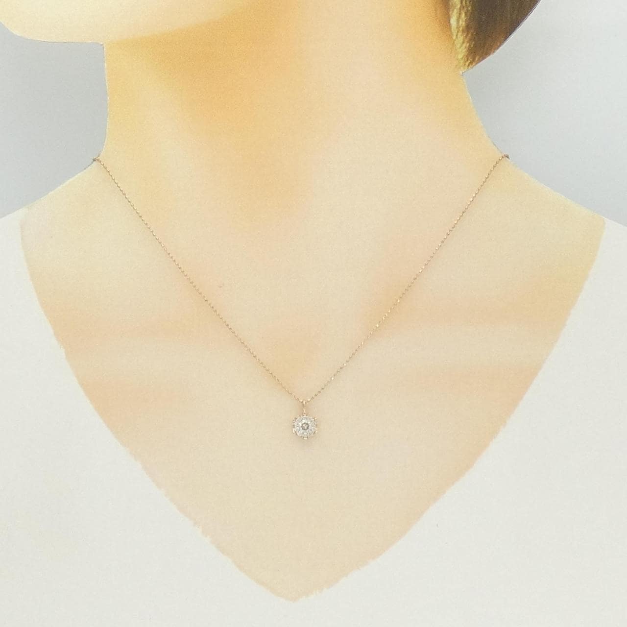 K18PG/750PG ダイヤモンド ネックレス 0.31CT