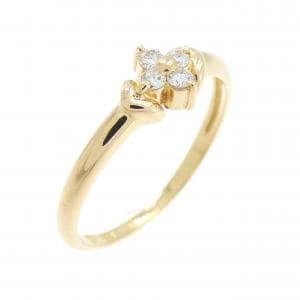 K18YG フラワー ダイヤモンド リング