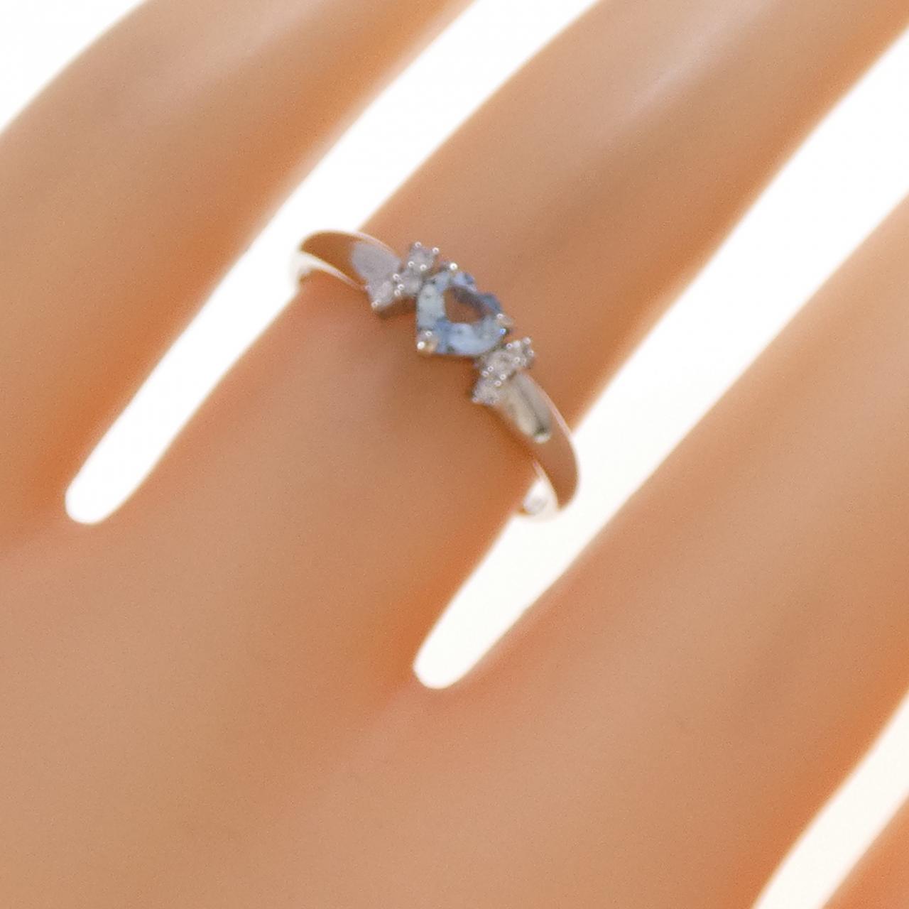 PT900 ハート アクアマリン リング