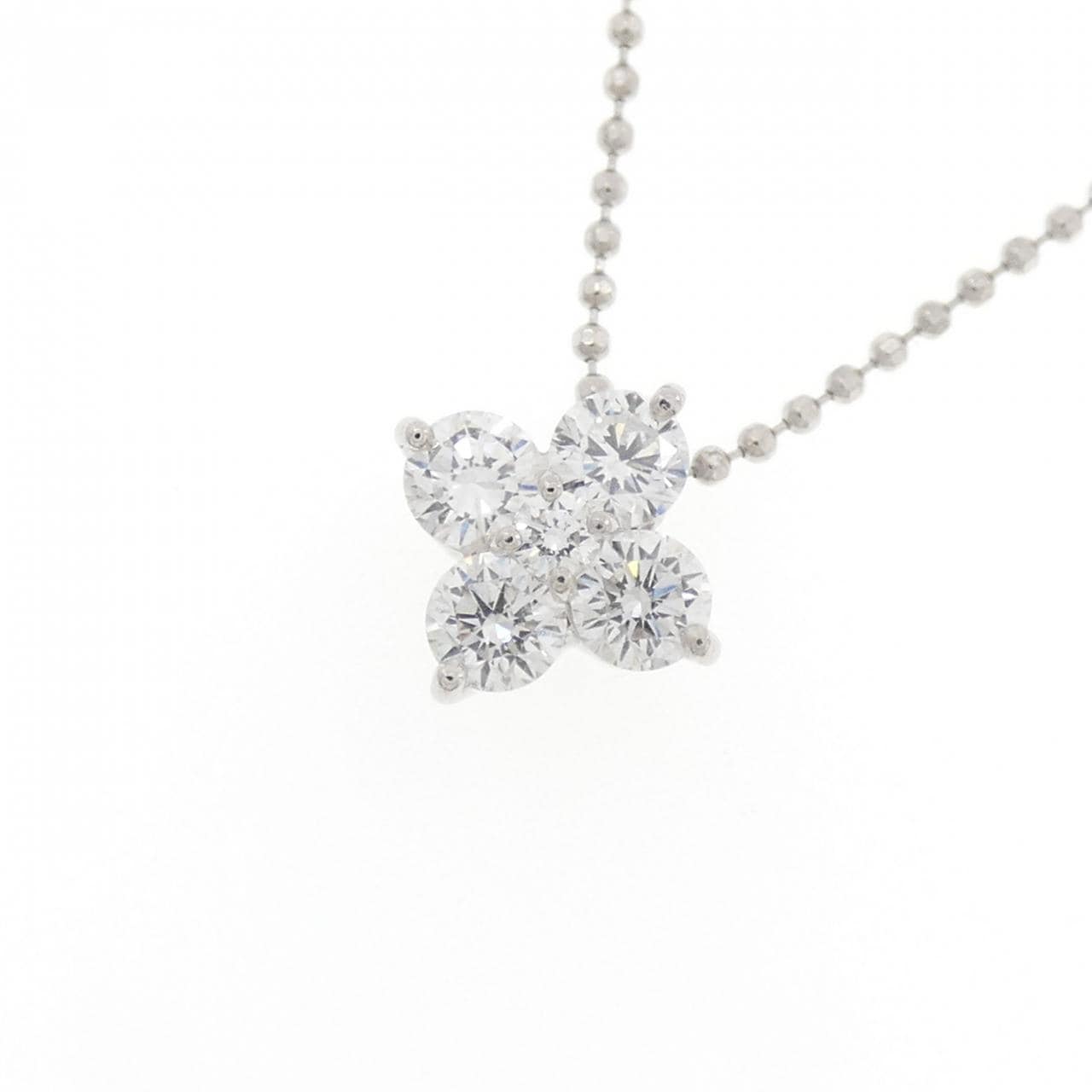 PT900/PT850 フラワー ダイヤモンド ネックレス 0.55CT