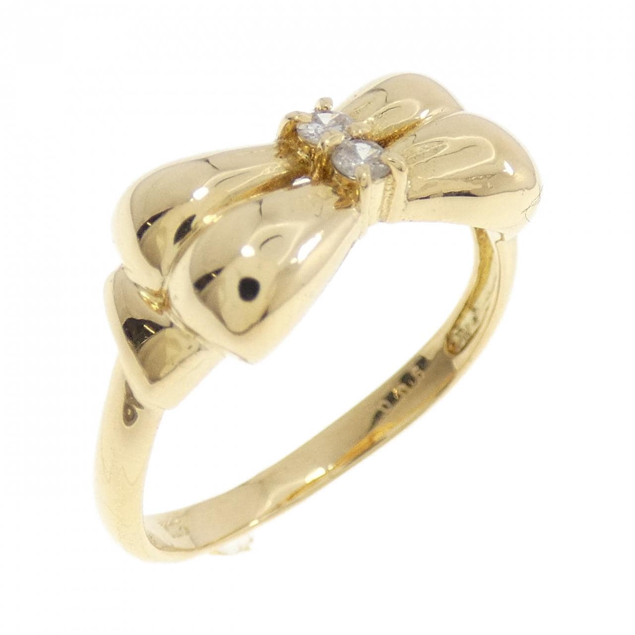 K18YG リボン ダイヤモンド リング 0.06CT
