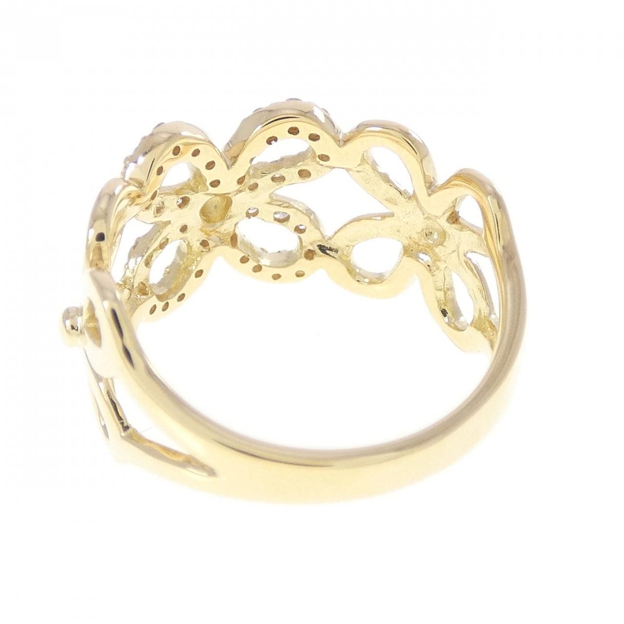 K18YG フラワー ダイヤモンド リング 0.18CT