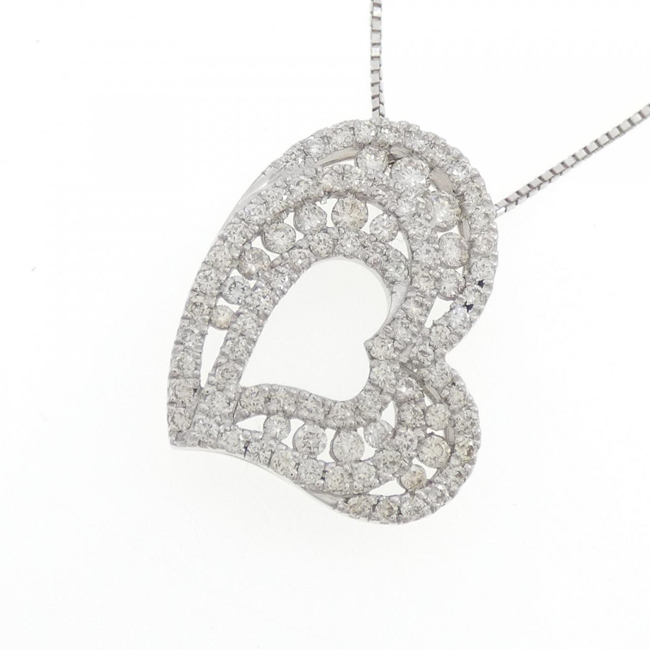 K18WG ハート ダイヤモンド ネックレス 0.90CT