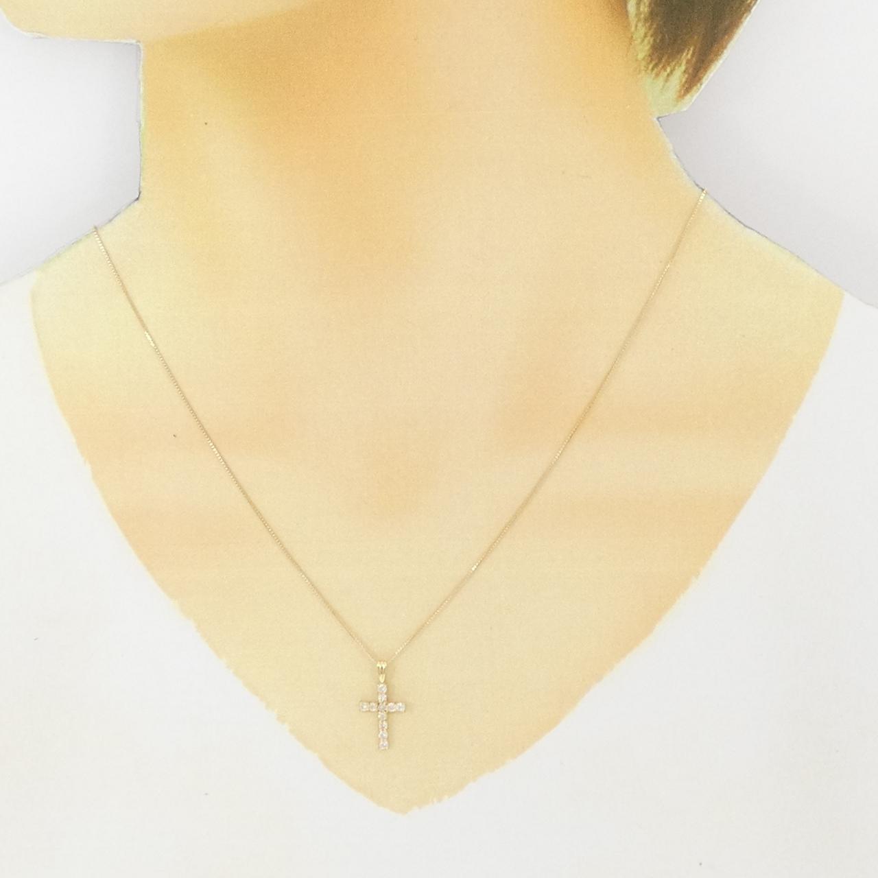 K18YG クロス ダイヤモンド ネックレス 0.28CT