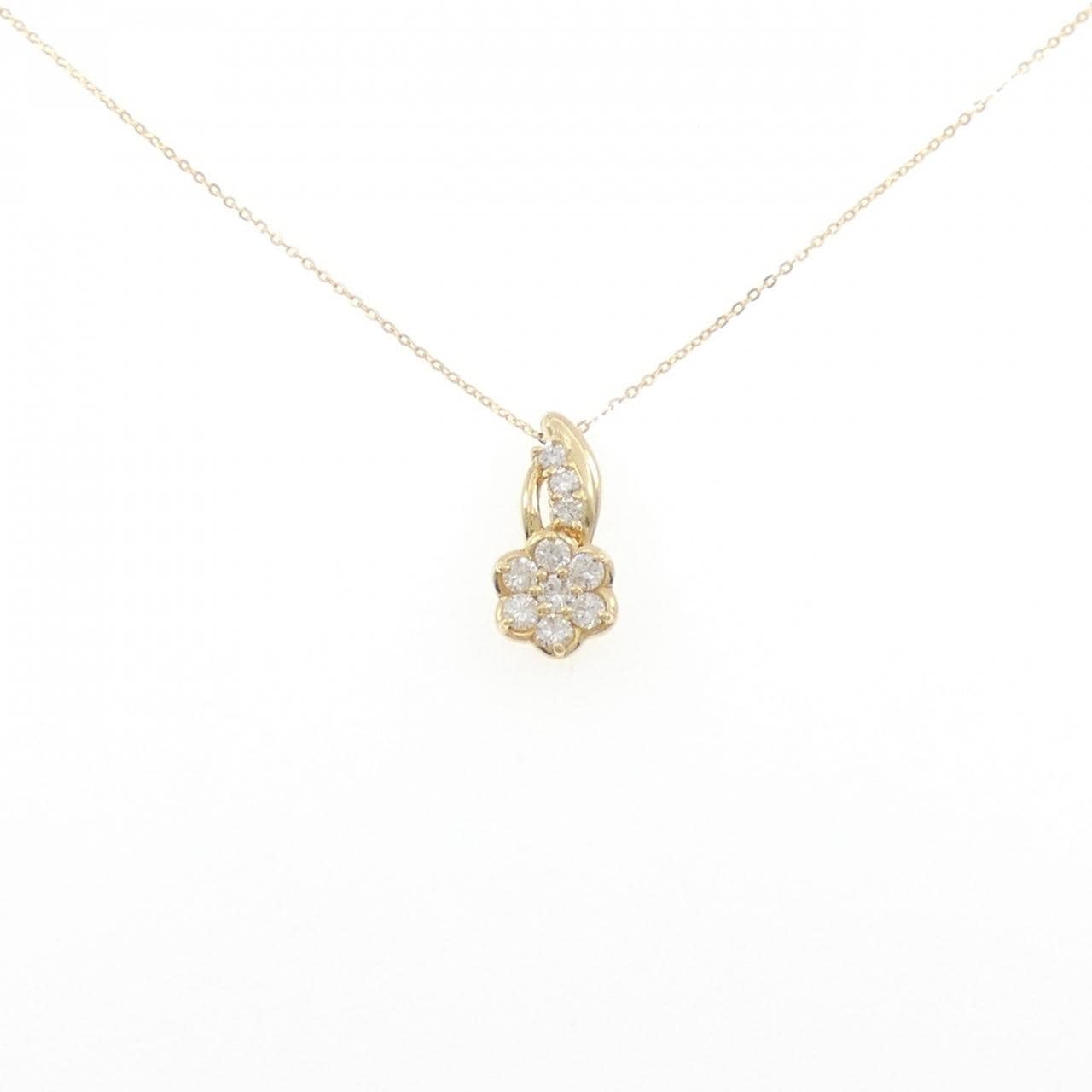K18YG フラワー ダイヤモンド ネックレス 0.50CT