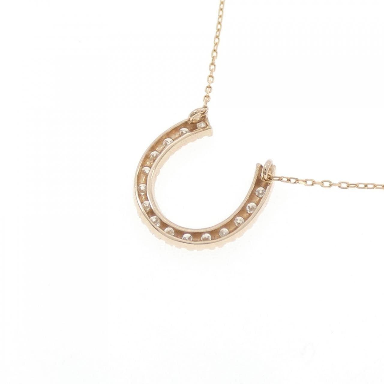 K18PG ホースシュー ダイヤモンド ネックレス 0.20CT