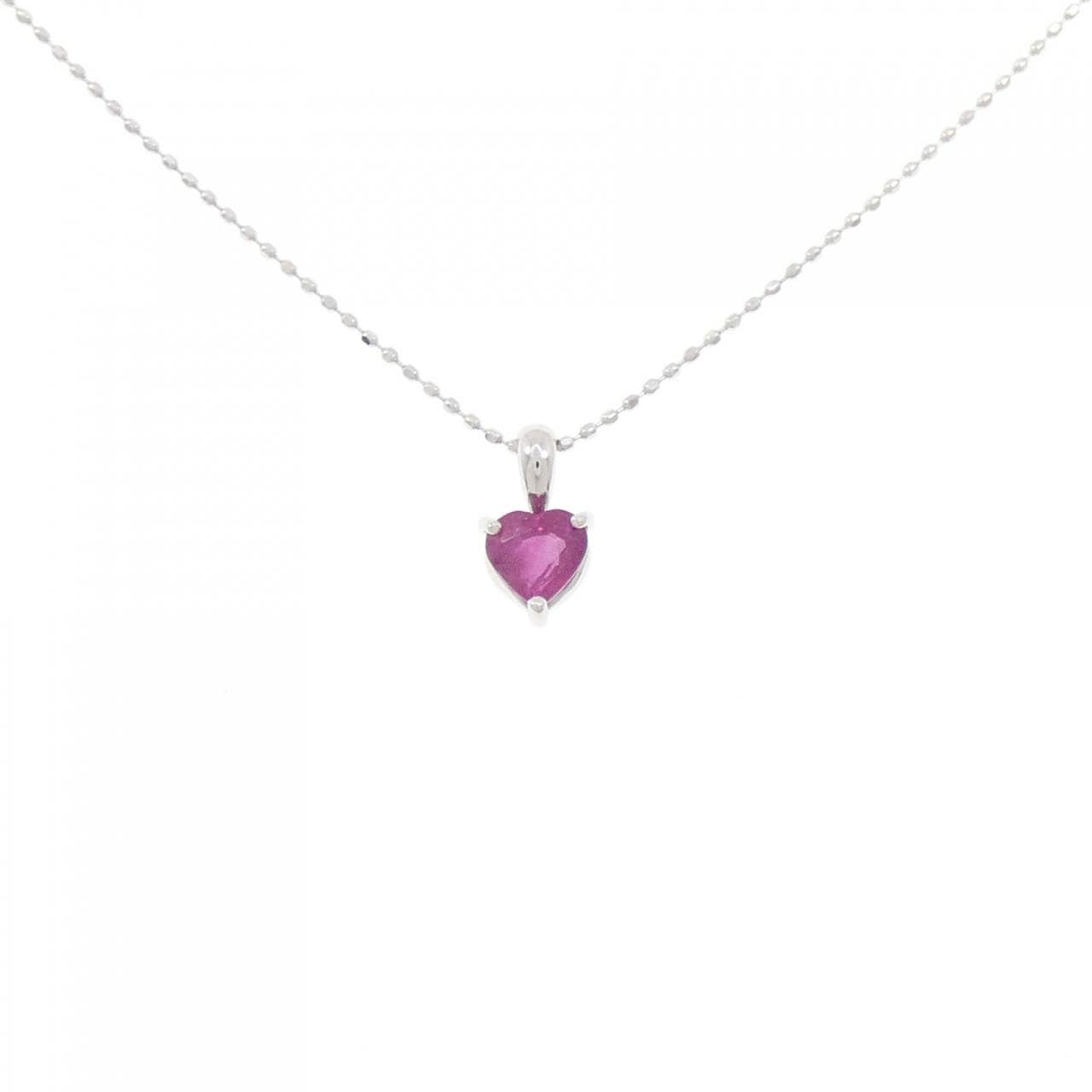 K18WG ハート ルビー ネックレス 0.58CT