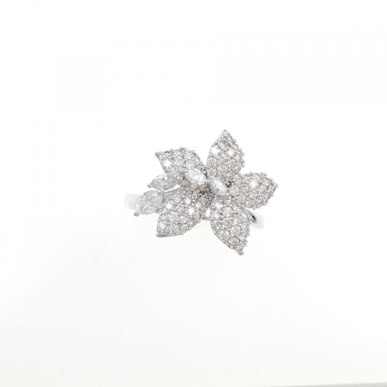 K18WG flower Diamond ring 0.90CT