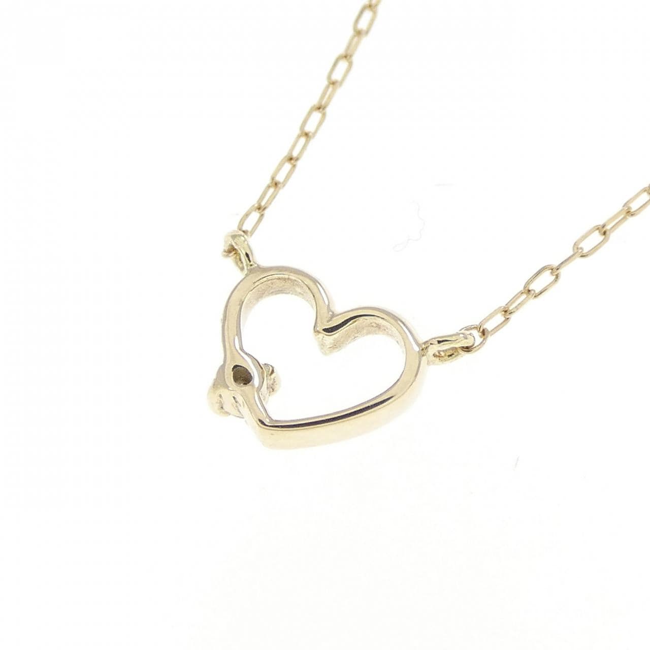 K10YG ハート ダイヤモンド ネックレス 0.01CT