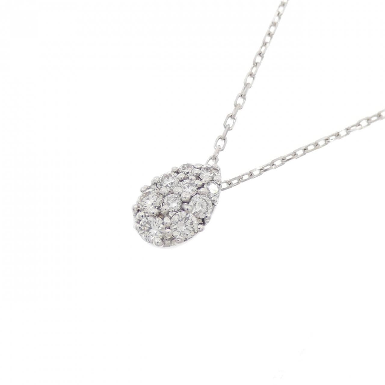K18WG パヴェ ダイヤモンド ネックレス 0.19CT