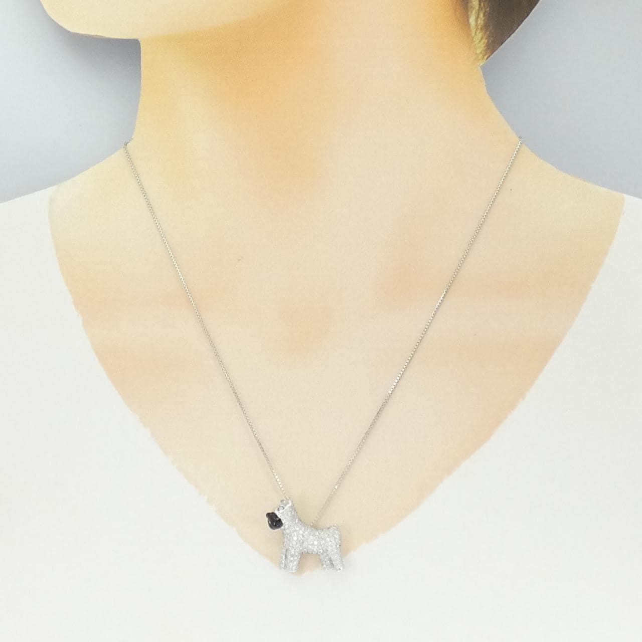 18KWG/K18WG ドッグ オニキス ネックレス 0.3CT