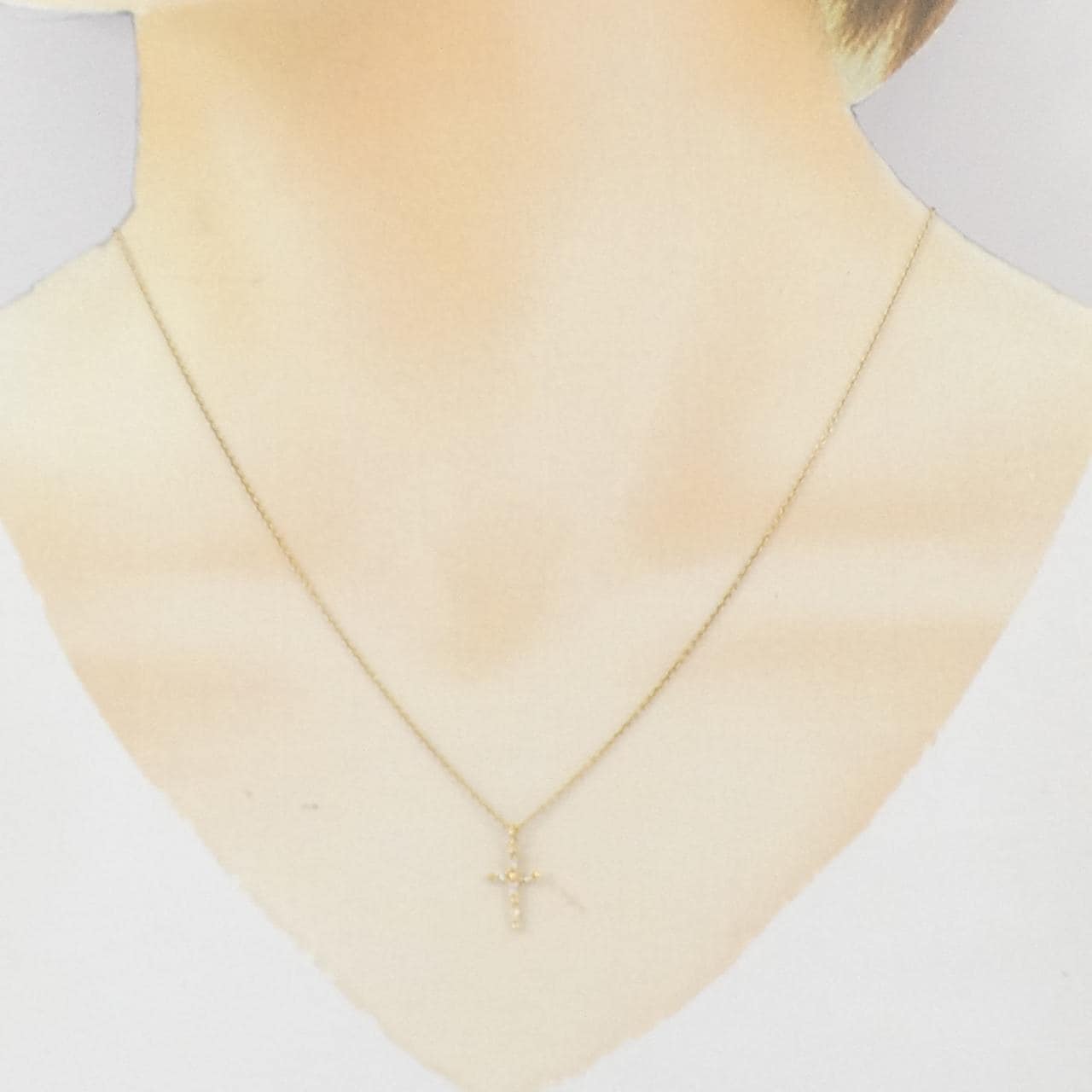 K10WG クロス ダイヤモンド ネックレス 0.03CT