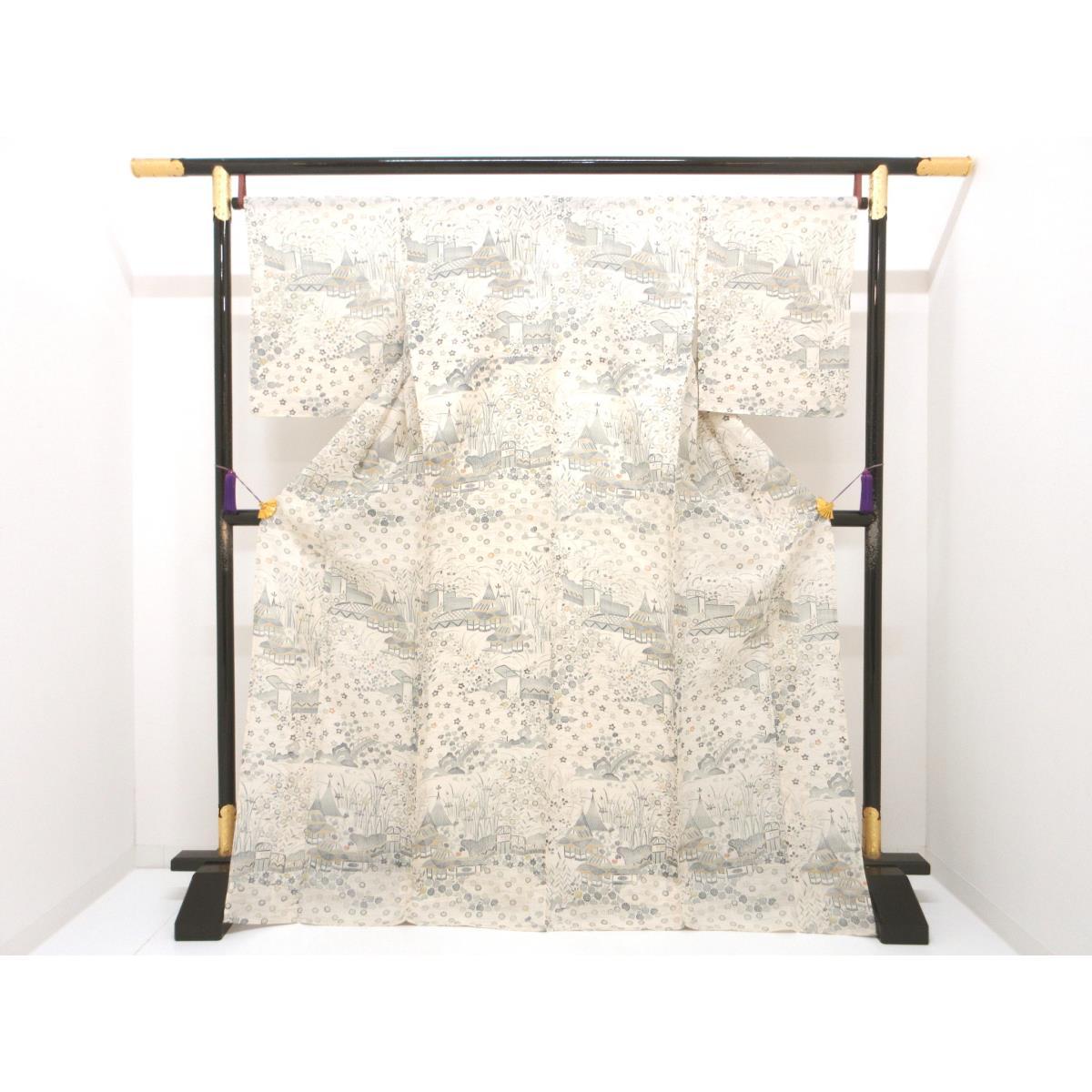 単衣　生紬　一方付【しょうざん】