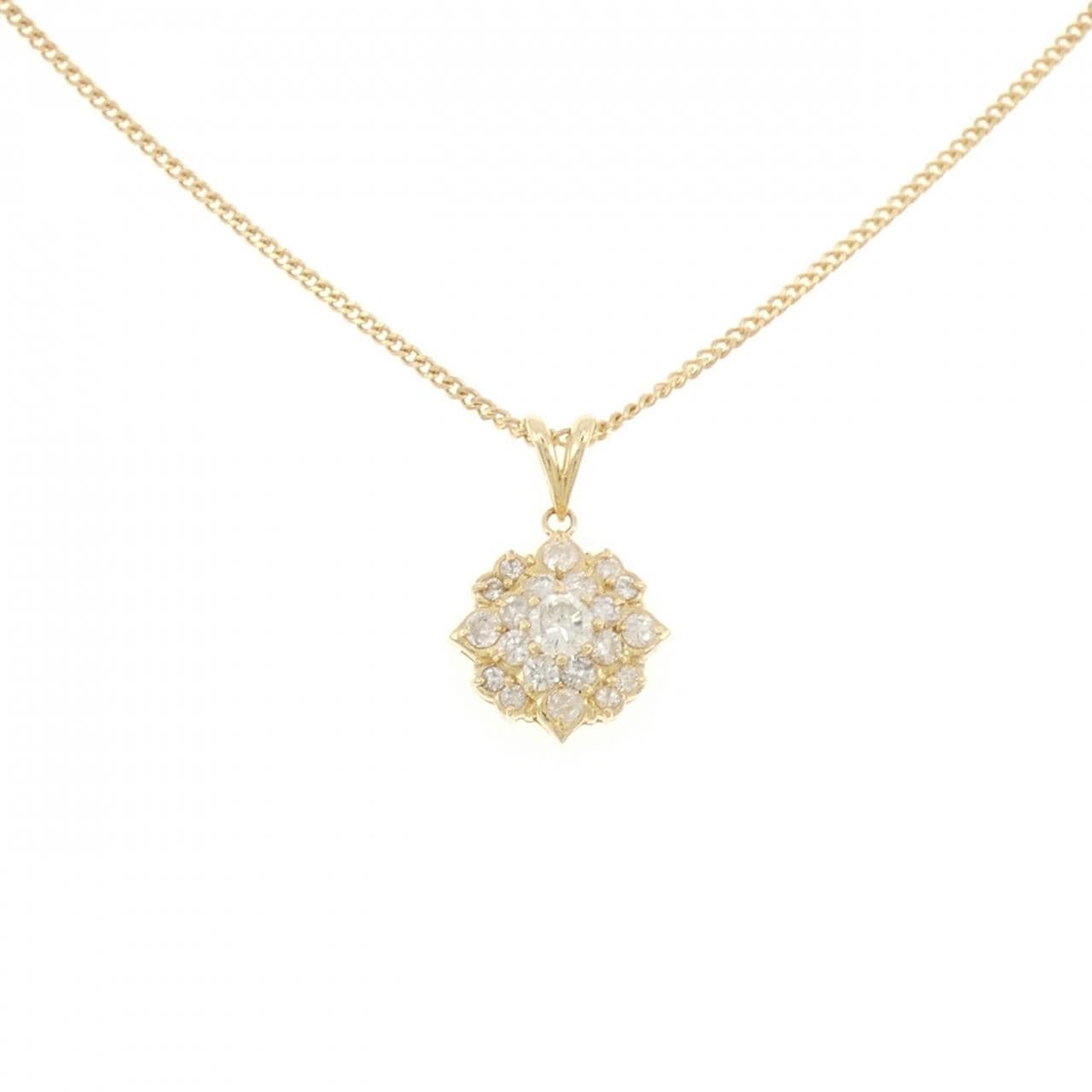 K18YG/750YG フラワー ダイヤモンド ネックレス 1.01CT