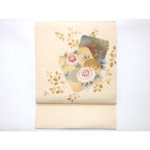 名古屋帯　塩瀬染帯　友禅金彩加工