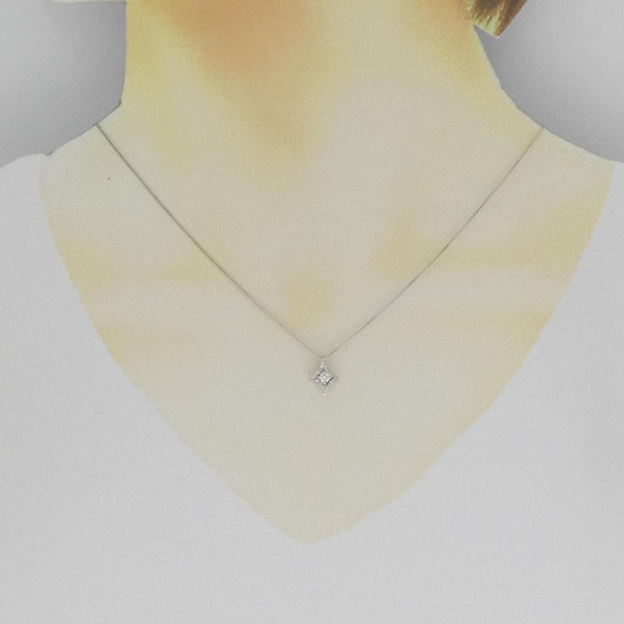 K18WG ダイヤモンド ネックレス 0.14CT