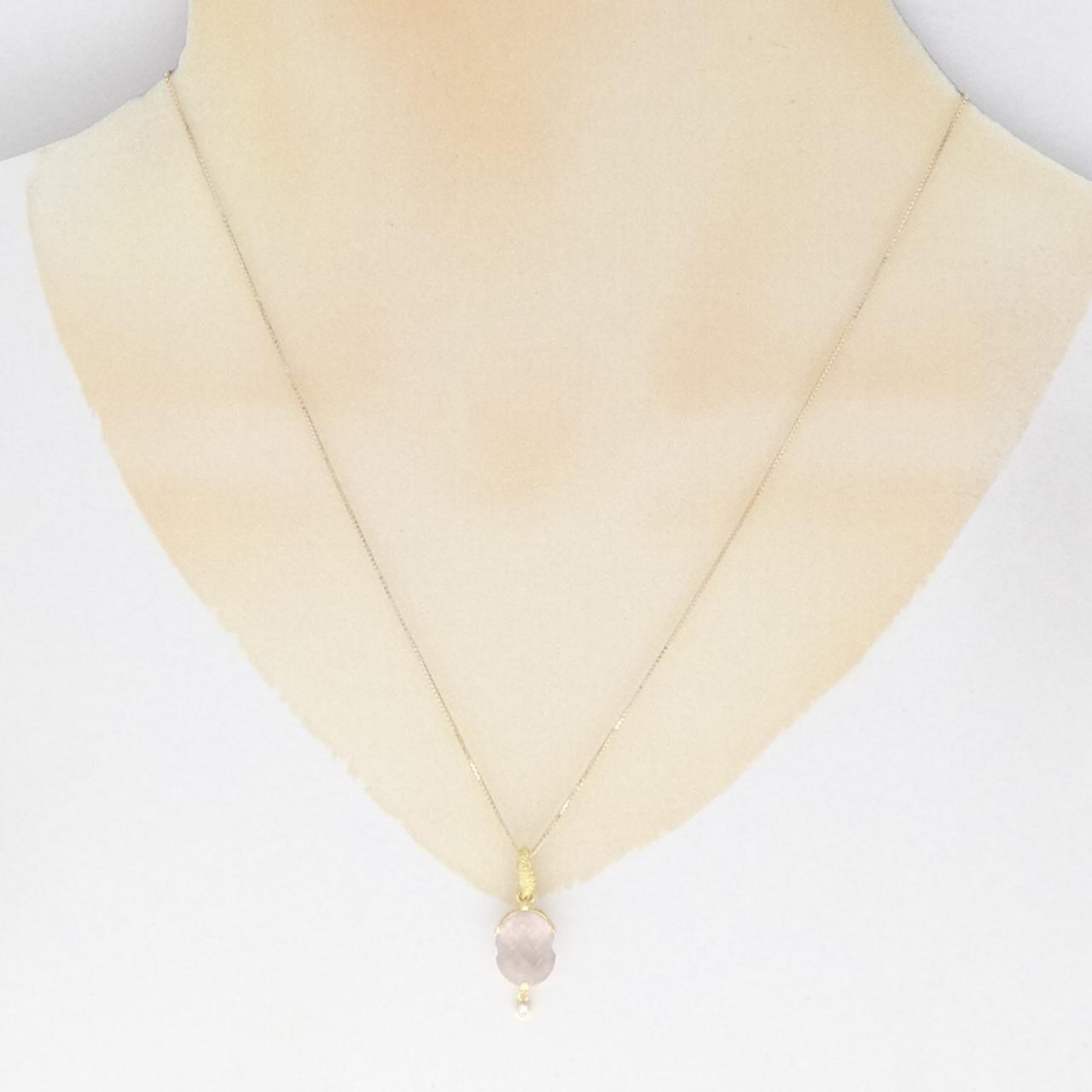 K18YG ローズクオーツ ネックレス 3.46CT