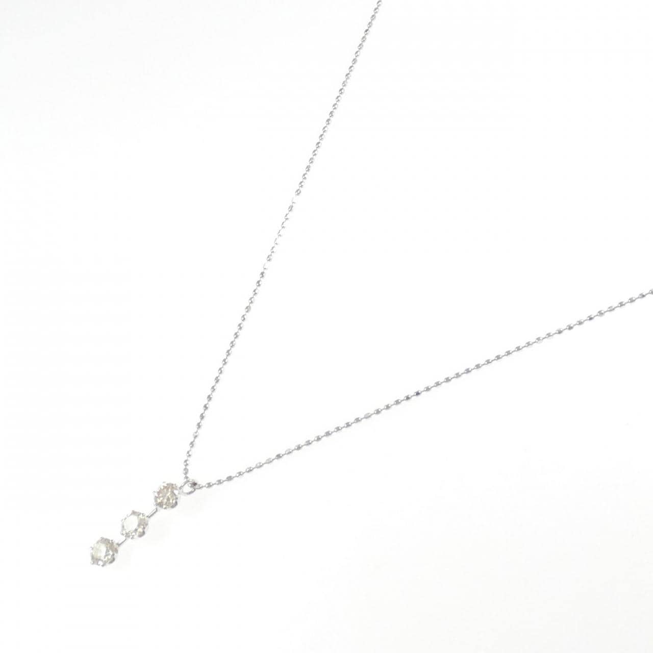 K18WG スリーストーン ダイヤモンド ネックレス 0.50CT