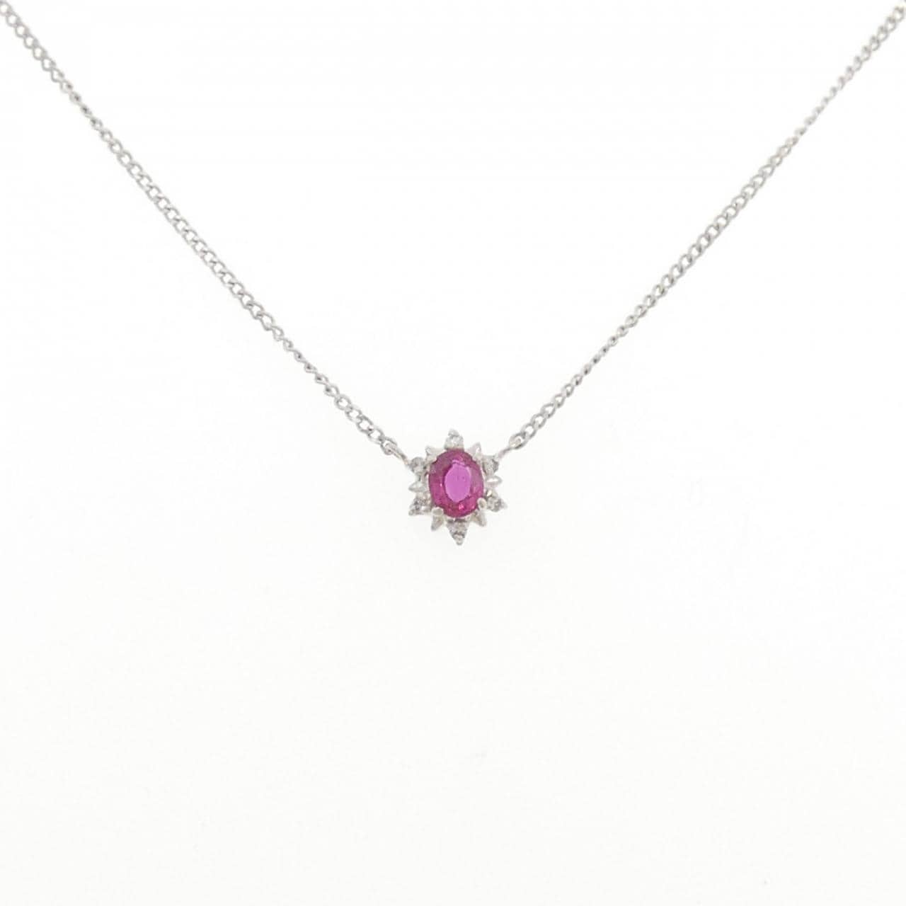 PT900/PT850 ルビー ネックレス 0.28CT