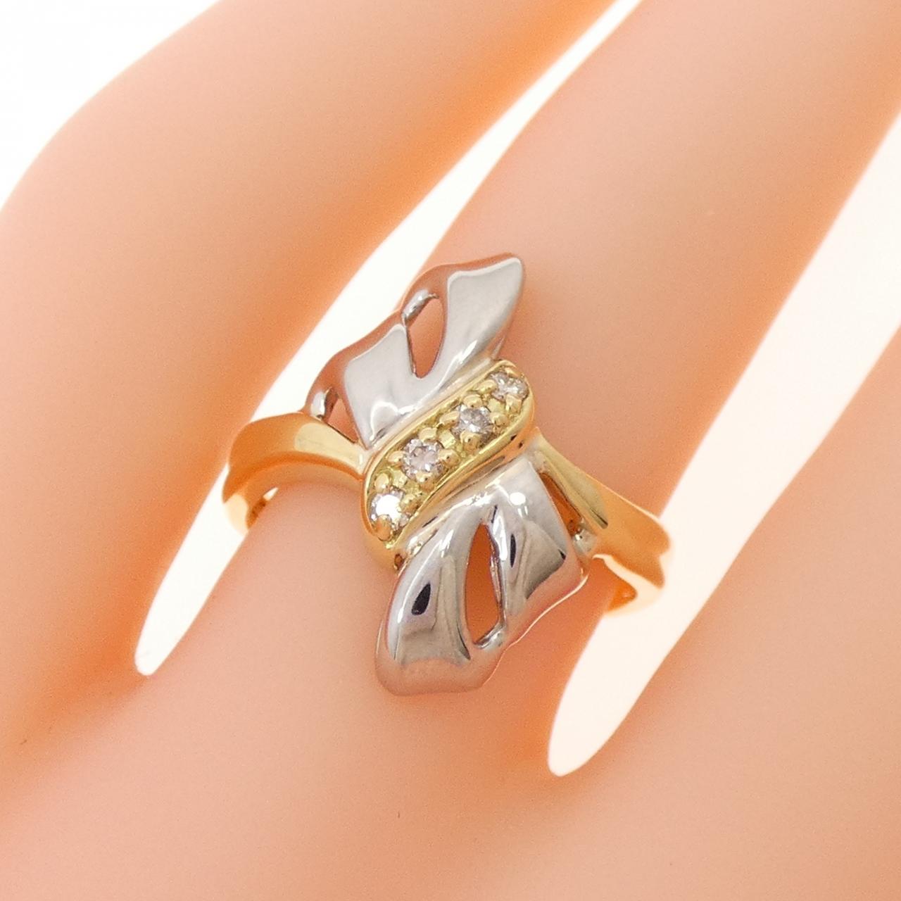 K18YG/PT850 ダイヤモンド リング 0.07CT